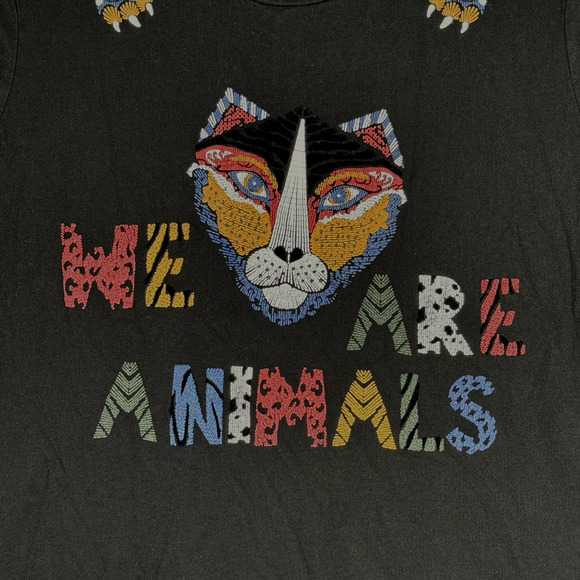 Desigual Shirt Womens XL Black Beaded We are Animals Tiger Artsy Art to Wear - Picture 5 of 8